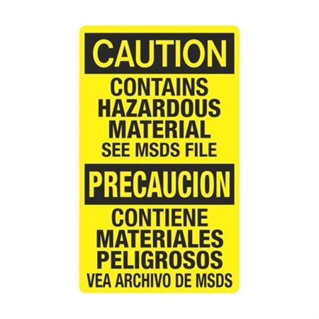 Caution Contains Hazardous Material See MSDS/Bilingual Sign